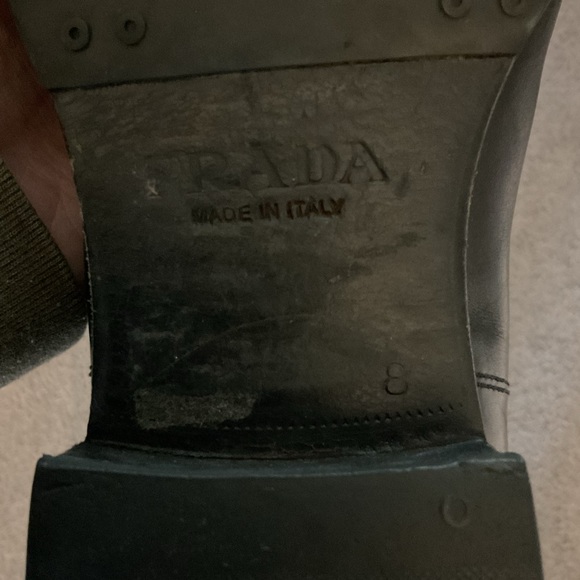 Prada Vintage Men’s Cap Toe Black Leather Ankle Boots Booties Shoes sz 8 - Picture 7 of 7